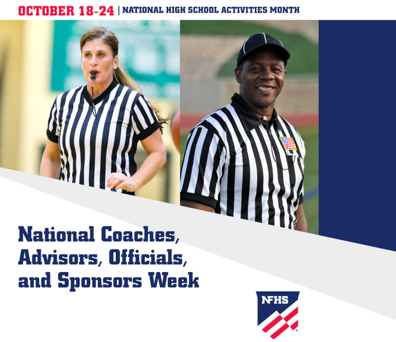Today begins Coaches, Advisors, Officials and Sponsors Week of National High School Activities Month. How is your school celebrating? Learn about ways to celebrate: bit.ly/3cYqhK4 #HSActivitiesMonth