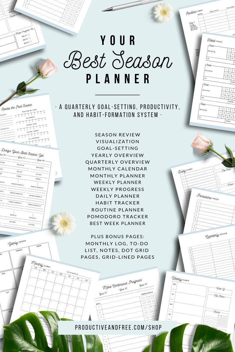 Excited to share the latest addition to my #etsy shop: Your Best Season Planner | Printable Planner | Quarterly Monthly Weekly Daily Planner | Goal Setting Habit Tracker To Do List Pomodoro etsy.me/3gelCtl #printableplanner #printablepages #plannerpages