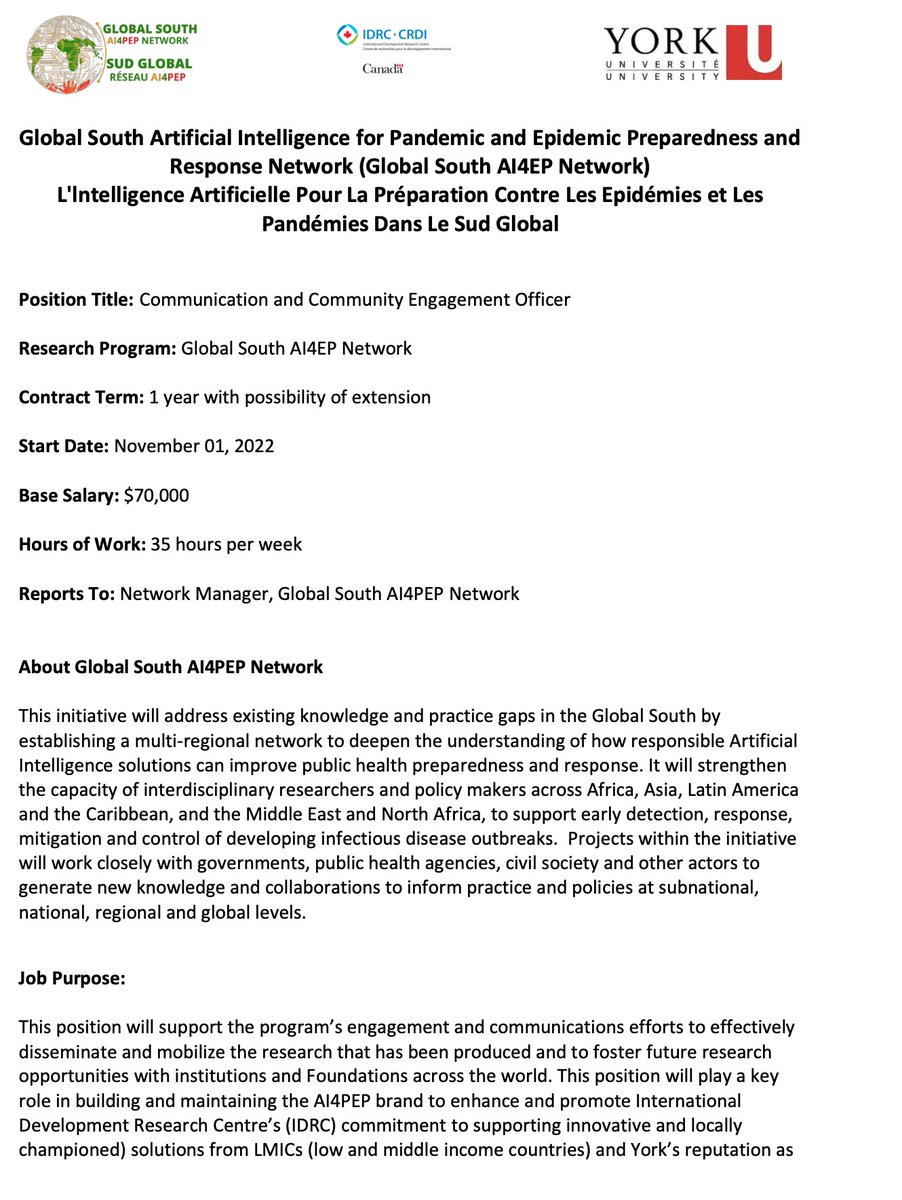 We are Hiring! Global South AI4PEP is looking for a communication and community engagement officer to join her team and generate new knowledge and collaborations that will inform policies and practices at various levels of government. Find details here: tinyurl.com/4czf6r6d