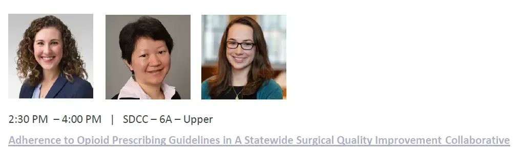 Northwestern Surgery (@nmsurgery) on Twitter photo After lunch tmrw there is "Adherence to Opioid Prescribing Guidelines in a Statewide Surgical Quality Improvement Collaborative" by <a href="/purplesurg/">NW Gen Surg Residents</a> <a href="/audra_reiter/">Audra Reiter</a> project manager @cassandra_iroz + research assistant professor Reiping Huang, PhD, MS buff.ly/3MvHNqV #ACSCC22 3/4 After lunch tmrw there is "Adherence to Opioid Prescribing Guidelines in a Statewide Surgical Quality Improvement Collaborative" by <a href="/purplesurg/">NW Gen Surg Residents</a> <a href="/audra_reiter/">Audra Reiter</a> project manager @cassandra_iroz + research assistant professor Reiping Huang, PhD, MS buff.ly/3MvHNqV #ACSCC22 3/4