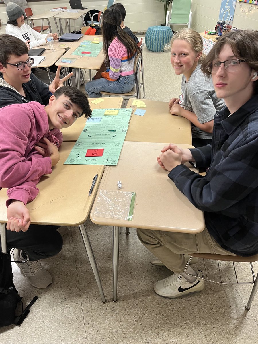 OakerSocStud's tweet photo. “It’s tough getting a law passed!” 

“Not a filabuster!” 

Students discover the difficulties of legislating while “How a Bill Becomes a Law” Board Game in Mrs. Ruscito’s Civics class. ⁦@CoventryOakers⁩ https://t.co/w5KD4hzvC6