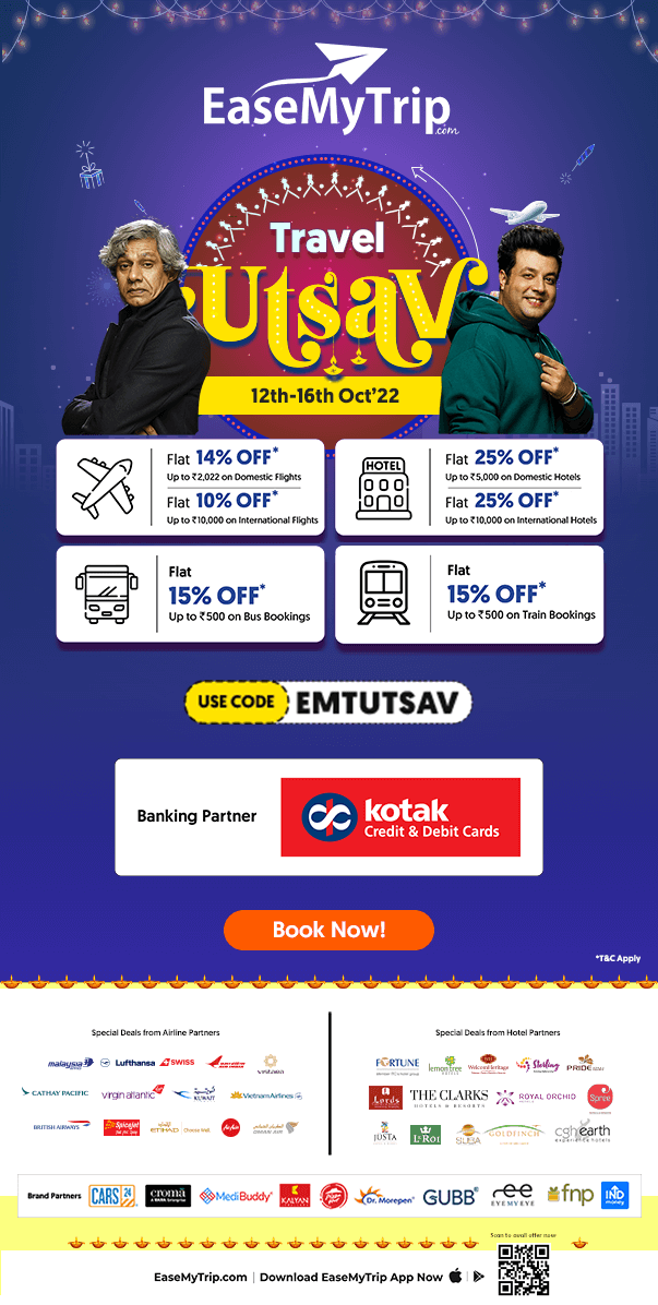 EaseMyTrip: Flat 25% off on domestic #hotels | Upto INR5,000 | #Coupon: EMTUTSAV | #deals #dealsindia #tagkaro