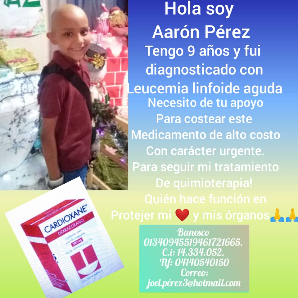 MamaLisVzla's tweet photo. Aaron paciente Oncológico de 9 años lucha contra la leucemia, necesita que lo apoyemos para que le realicen una punción de médula, sus padres no han podido completar, le faltan $220. En las imágenes están los datos de sus cuentas donde pueden donar. https://t.co/UFa57jt8IV