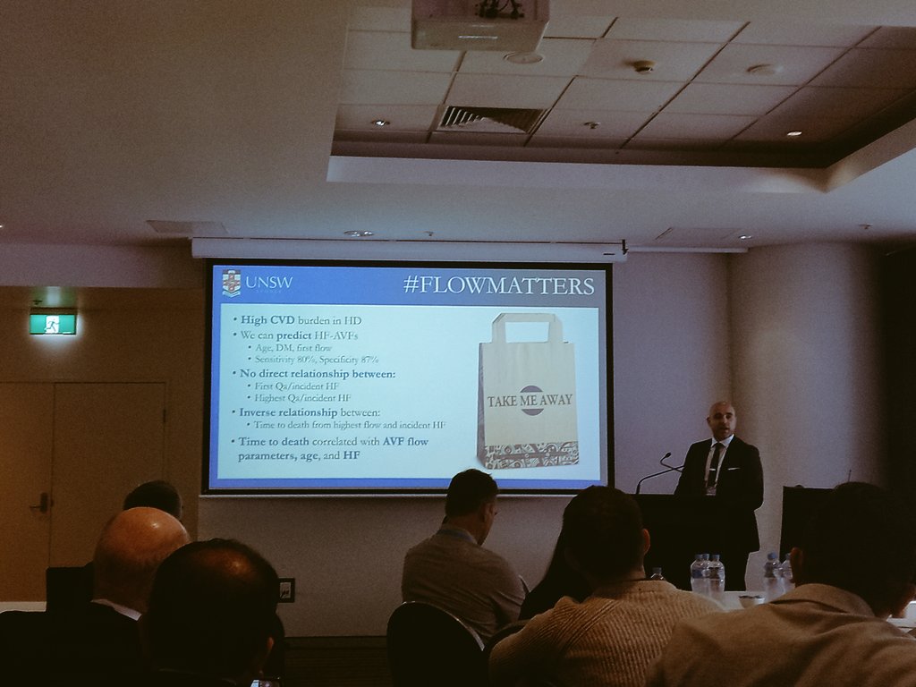AmyKang23's tweet image. In people receiving #haemodialysis , we can predict who will have a high flow #fistula but the relationship between fistula flow and heart failure is complex! #flowmatters Great talk by @nasir_a_shah. #ANZSNASM @UNSW