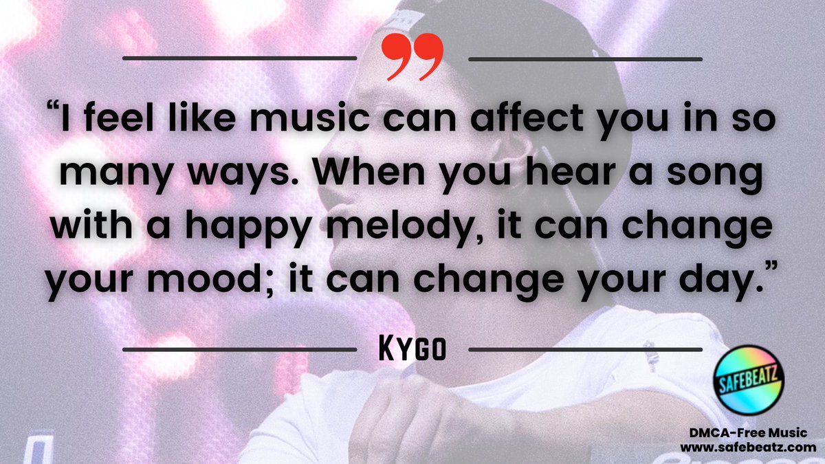 safebeatz's tweet photo. βI feel like music can affect you in so many ways. When you hear a song with a happy melody, it can change your mood; it can change your day.β - Kygo
#Music #quoteoftheday #thursdayvibes #ThursdayMotivation #SafeBeatz https://t.co/bJsZyKtLxG