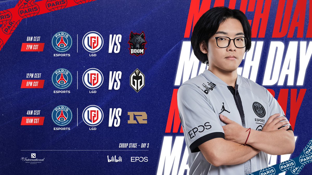 PSGeSports's tweet image. It's day 3 of the #TI11 group stages! Let's add to yesterday's wins!💪

#ICICESTPARIS🔴🔵 #TI11