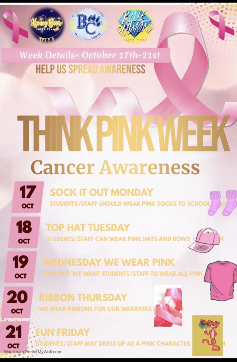 BearCreekMS's tweet photo. Itโs Think Pink Week at The Creek! Help us spread awareness by participating in each dayโs theme! ๐ #AllBearCreek #ThinkPinkWeek https://t.co/paDqymrfFQ
