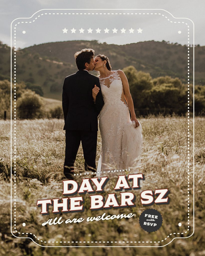 barszranch's tweet image. Looking to create your dream wedding?⁠
⁠
Join us for a "Day at the Bar SZ!"

RSVPs are REQUIRED to attend, so please click the link to RSVP: eventbrite.com/.../day-at-the…...
We hope you’ll join us, and we look forward to seeing you there!