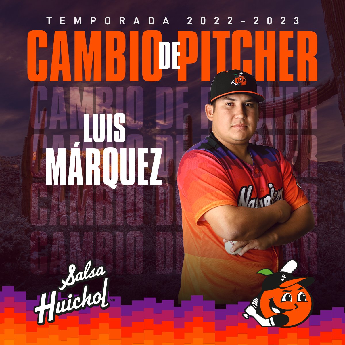 Cambio de pitcher por Naranjeros, sale Aníbal Cervantes y entra Luis Márquez. 

Presentado por <a href="/Salsa_Huichol/">Salsa Huichol</a> 

🍊#Naranjeros 7️⃣
🎋 <a href="/verdesxsiempre/">Cañeros de Los Mochis</a>   3️⃣