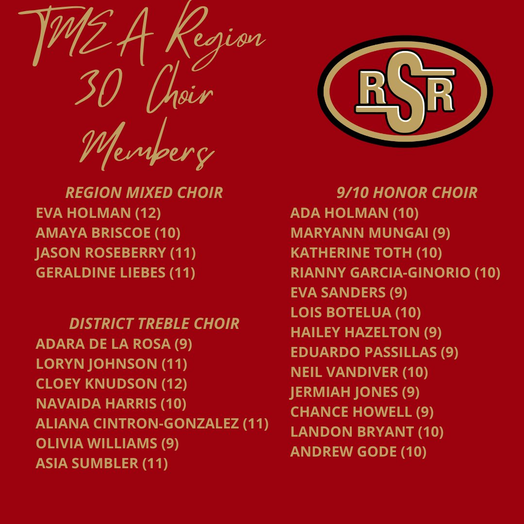 A huge congratulations to the SHS Choir students who auditioned in the TMEA Region 30 Choir auditions this weekend. Out of 39 singers, 24 placed in an ensemble. This is a school record! #ThisIsSaginaw
#OnwardandUpward