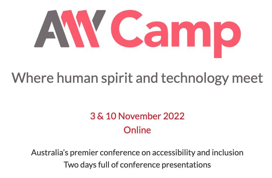 actionskills's tweet image. A11y Camp is an annual digital accessibility (a11y = accessibility) and inclusion conference

This year's #A11yCamp is free for all to attend. 

3 &amp;amp; 10 Nov 2022 Online
a11ycamp.org.au
@a11ybytes