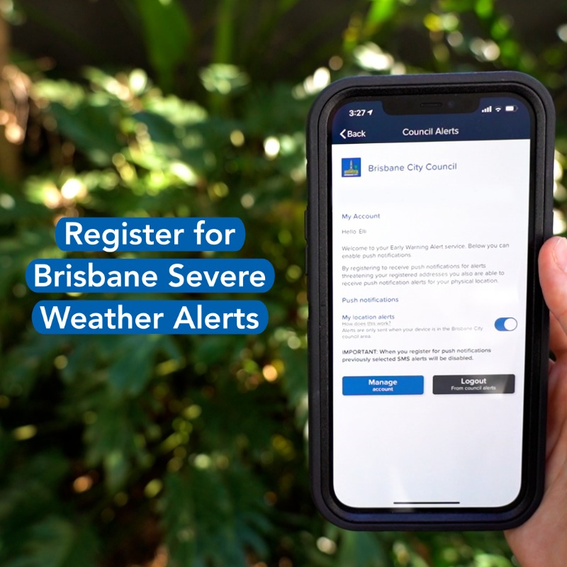 brisbanecityqld's tweet photo. Stay alert this storm season! Register now to receive alerts when severe weather is approaching your local area.