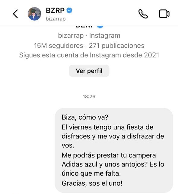 macaelissamburu's tweet image. Mi hermana se va a disfrazar del biza el viernes, y le pidió ayuda al mismisimo biza jajaja por dios necesito que esto se haga viral para que @bizarrap se cope.
