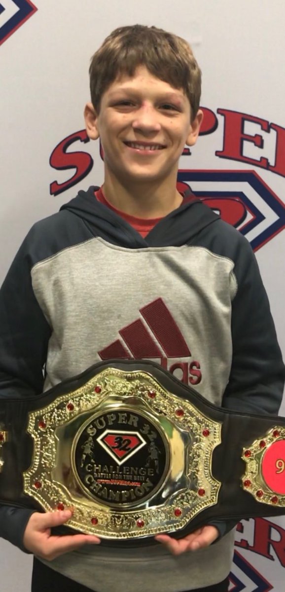 DCCWrestling's tweet photo. 3 Super 32 Belts for @DylanGilcher! 
✅ Elementary/Youth Champ
✅Middle School Champ
✅ High School Champ

@TheSuper32 https://t.co/a8fhBXeBBr