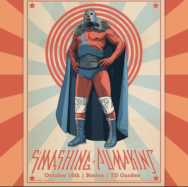 New poster! Had the pleasure of working with <a href="/collectionzz/">Collectionzz</a> and <a href="/smashingpumpkin/">The Smashing Pumpkins</a> on this poster! Especially with it being wrestling themed! Prints are available tomorrow I believe on the collectionzz website. #smashingpumpkins #collectionzz #mikemcgeeillustration #gigposterart