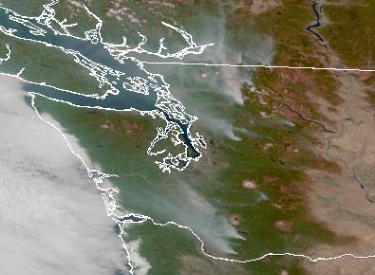 The_Weatherman2's tweet photo. The @NOAASatellites view as many small fires explode due to strong offshore flow. #wawx #NakiaCreekFire #KalamaFire #MurphyLakeFire #GoatRocksFire #LochKatrineFire @waDNR_fire https://t.co/8000H8Yume