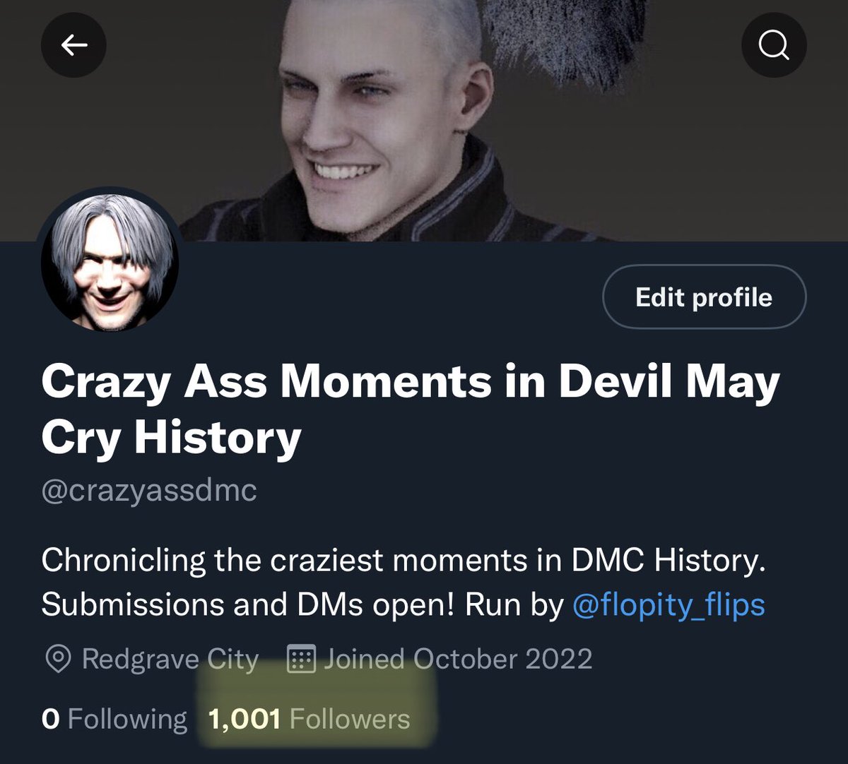 crazyassdmc's tweet photo. 10/16/22
Twitter user @crazyassdmc reaches 1000 followers 9 days after opening the account. https://t.co/fUOsV0a0xN