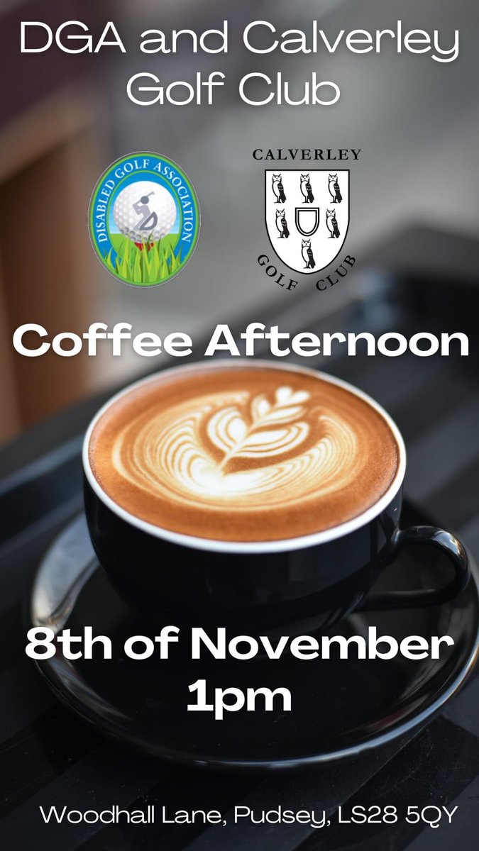 The <a href="/disabledgolf/">Disabled Golf Association</a> is hosting a coffee afternoon on the 8th of November from 1:30pm

For those with a disability or learning difficulties, why not pop along to our coffee open afternoon, meet the team and check out what we do.

Everyone is welcome #golf #disabledgolf #coffee
