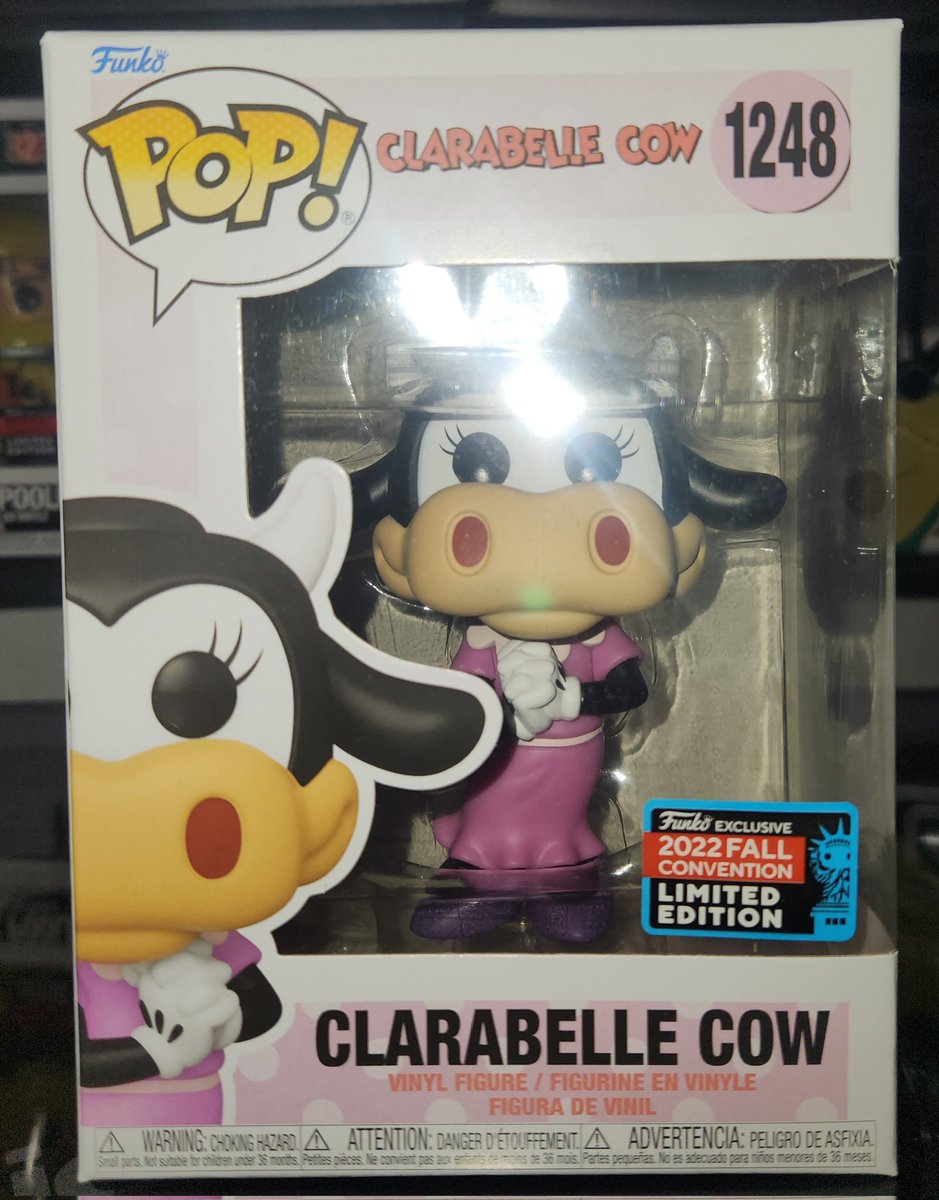 GonzoCollection's tweet image. Spent yesterday at the Texas state fair 10/10 recommend. However day 13 for new grabs is one of the original disney characters and it was a must grab since I named one my cats after this character! Clarabelle Cow funko pop, no current price, however was purchased for $15