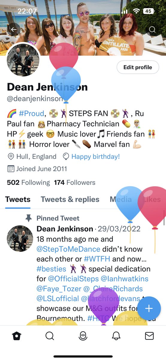 deanjenkinson's tweet photo. Happy birthday to me and @OfficialSteps #stomp love sharing this day with my favourites @Ianhwatkins @_ClaireRichards @LSLofficial @llatchfordevans @Faye_Tozer  🎈👱🏻‍♂️👩🏻🧑🏻‍🦱👱🏻‍♀️👩🏼‍🦱🎈 https://t.co/eeuJOvyDc5