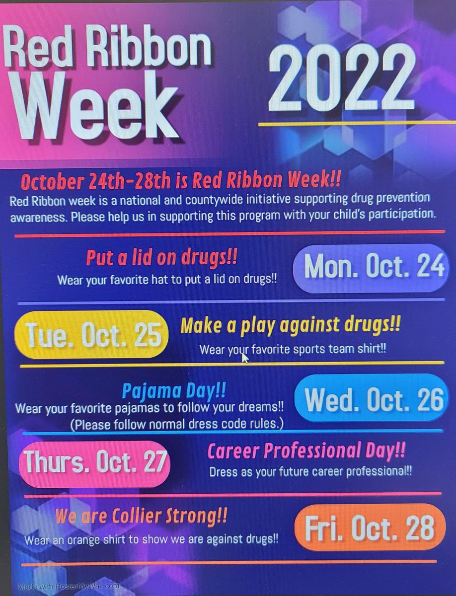 CWayneCollier's tweet photo. Happy Sunday Collier Families!!
Next Monday is the beginning of Red Ribbon Week. Please allow your children to participate and show they are against drugs!! 🧡🤎🧡🤎🧡🤎🧡
#CWCES 🦫🦫 https://t.co/8GsWtVojWZ