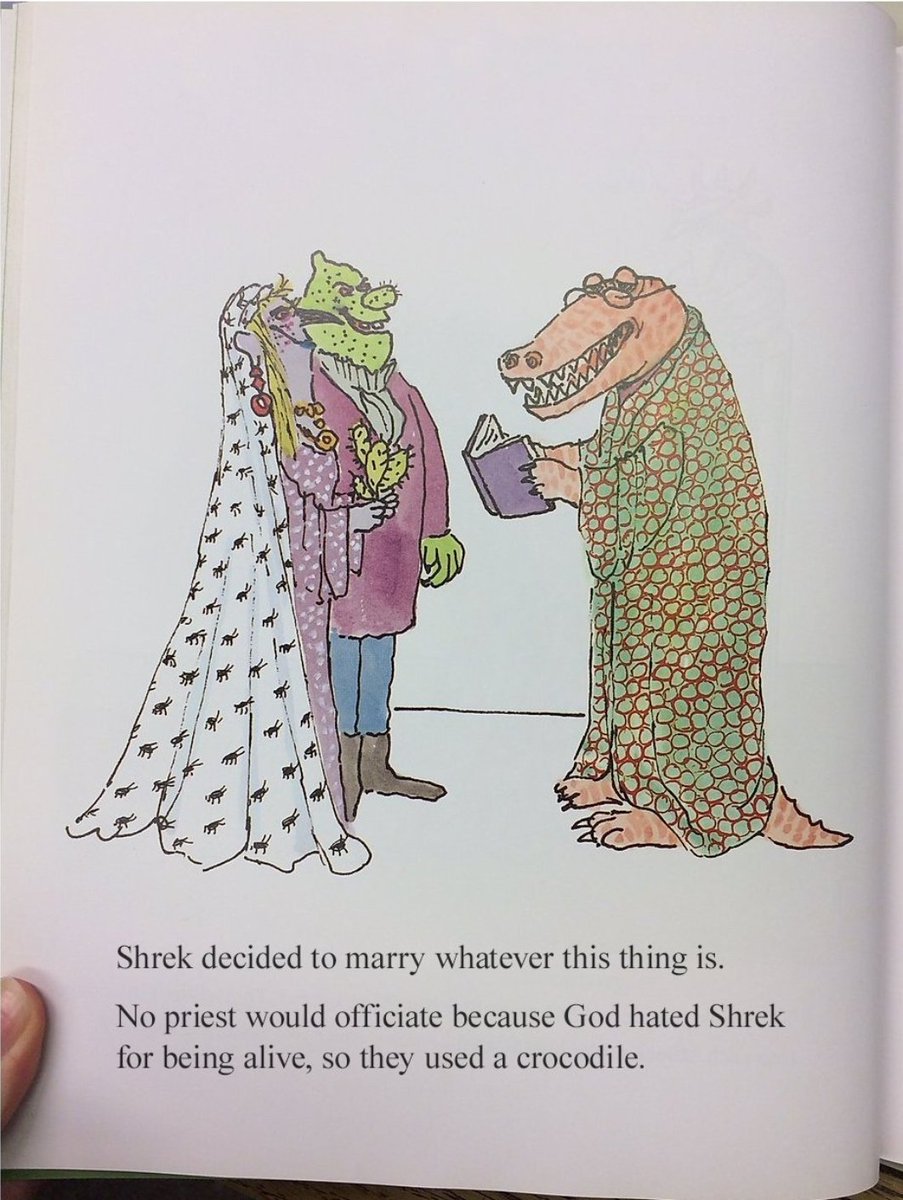 SCHIZO_FREQ's tweet image. The original 1990 Shrek book was way better than the movie