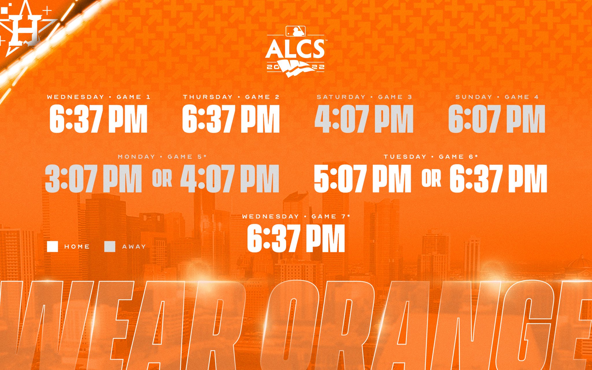 Houston Astros on Twitter "Game times are set for the ALCS. See y'all