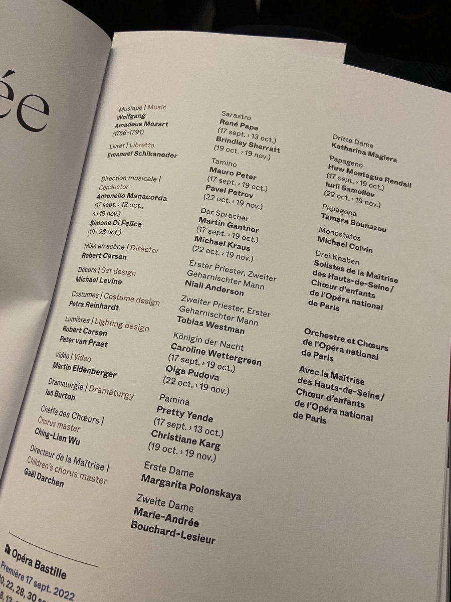 i_nicolis's tweet photo. Magnifique Flûte enchantée à l’Opera Bastille. Évidemment majestueux René Pape en Sarastro et cristalline Pretty Yende en Pamina mais la révélation c’était la flamboyante Caroline Wettergreen en Reine de la Nuit et le superbe Papageno de Montague Rendall que je ne connaissais pas https://t.co/yCuLzC1Vim