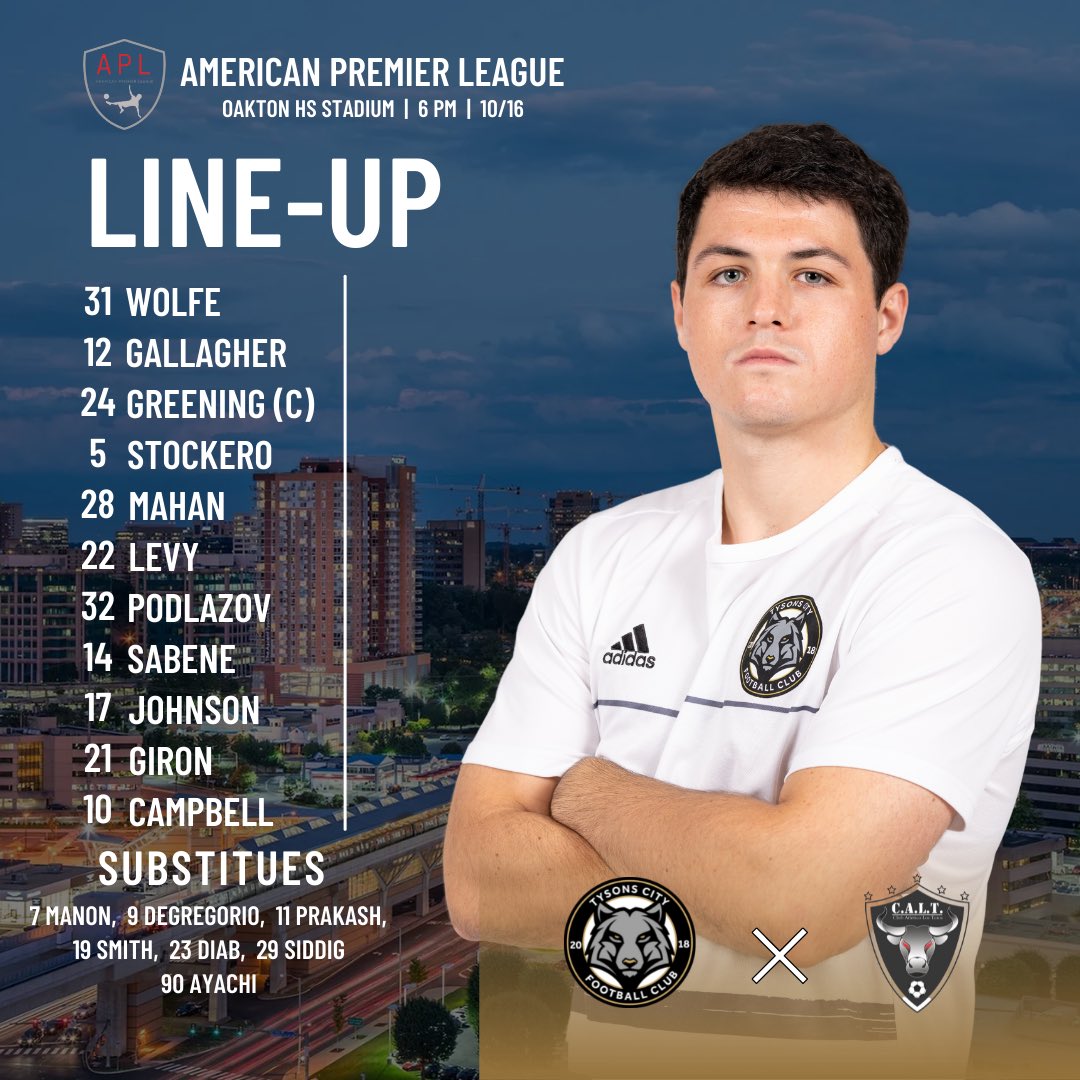 Our Starting XI for tonight’s clash with <a href="/vamostoros/">Club Atletico Los Toros</a>. Come on Tysons City! ⚔️💪 #morethanateam #TCFC