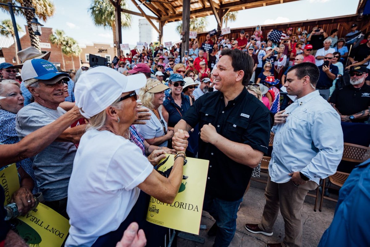 The momentum behind @RonDeSantisFL is only getting stronger… A massive crowd joined us today in The Villages. Floridians are fired up to re-elect their Governor. Let’s keep going and let’s Keep Florida Free.