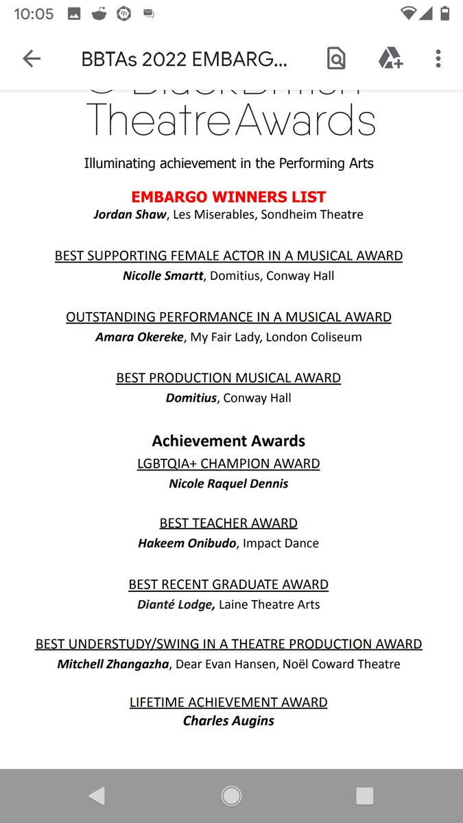 jasminedotiwala's tweet photo. Here are the winners......
Huge congratulations to my peeps @omarokai and @SolangeUK on an incredibly inspirational evening full of positive energy, stellar talent and amplification of talent that often goes uncelebrated ❤️🏆🙏

Big up the @NationalTheatre and all the sponsors https://t.co/Z2JQHrffVA