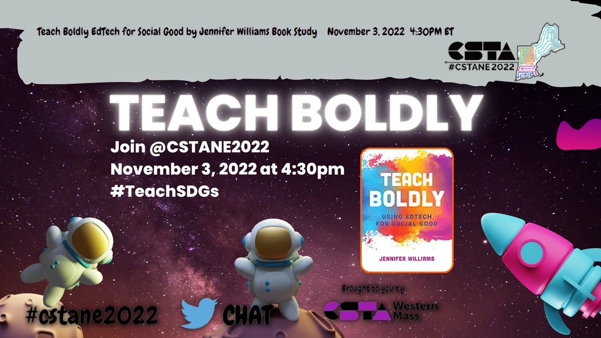 cstawm's tweet photo. Join @cstawm for a book chat.  November  3, 2022  4:30pmET  #cstane2022 

#reinventtheclassroom #MIEExpert
@CSTANH1 @ctcsta
 @CstaRhode @csteachersgb
@CSTAMaine @csteachersorg 

https://t.co/Yo7tMpcUTm https://t.co/dn9VFfPvgD