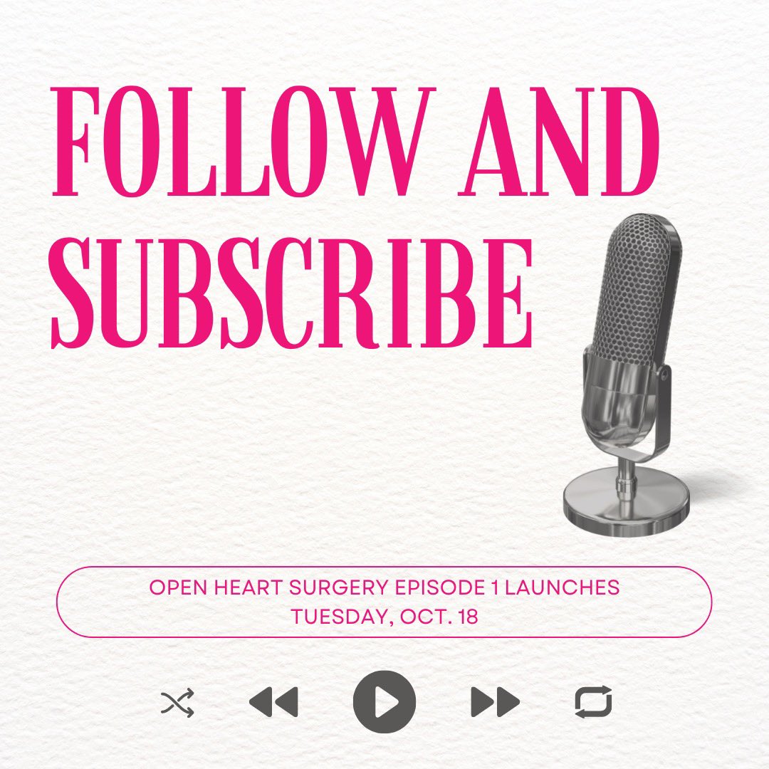 OpenHeartPod's tweet photo. The Open Heart Surgery season 1 trailer is live everywhere you get podcasts. Please follow and subscribe now &amp; tune into episode 1 on Tuesday when we get 👏 into 👏 it 👏 #podcast #podbean #openheartsurgerypod https://t.co/CyVMFLl1m3
