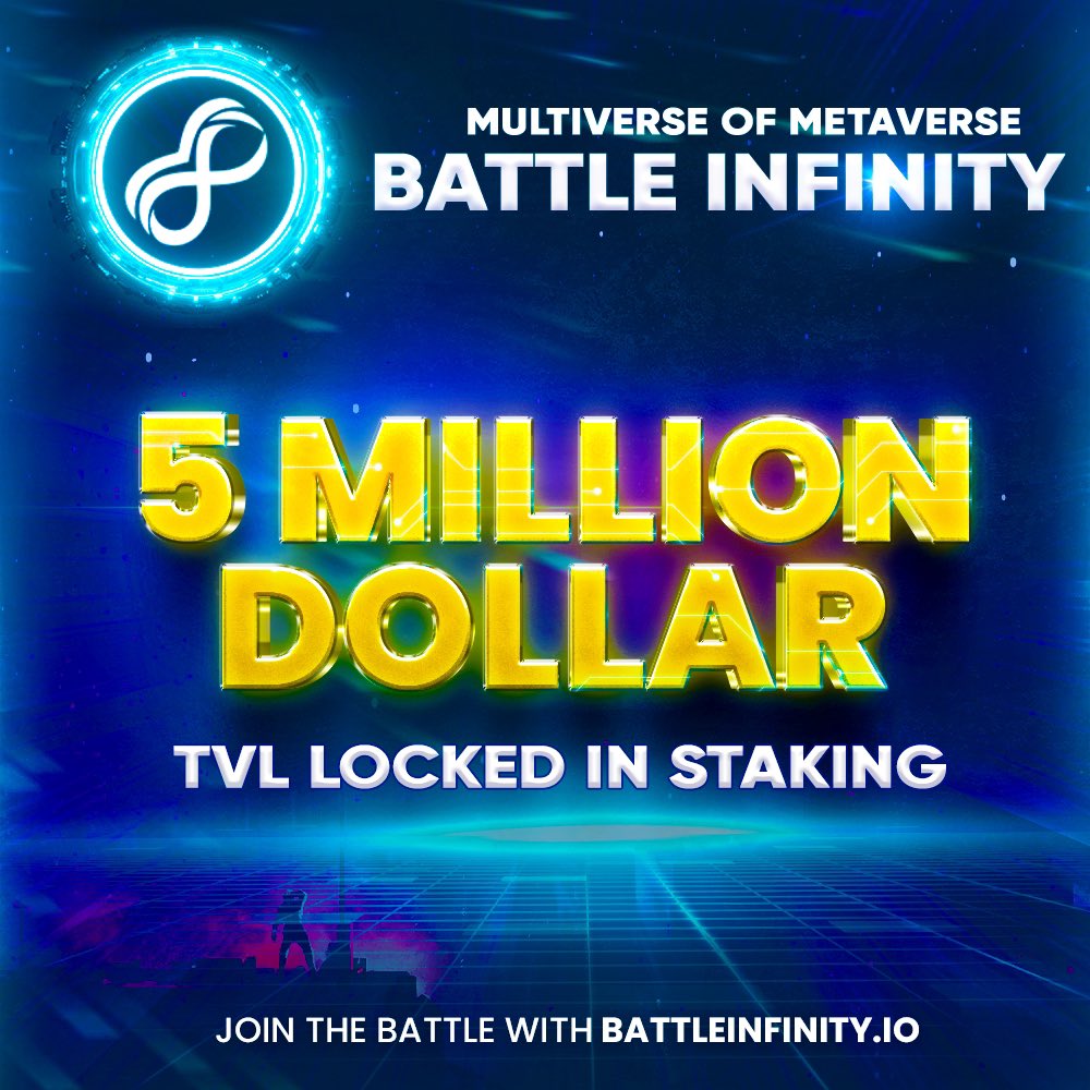 Hey IBATers we crossed a humongous benchmark of $5 million+ TVL. This comes to a total of almost more than 50% of the circulation supply locked into staking. Still haven’t staked your $IBAT? Stake here - dapp.battleinfinity.io
