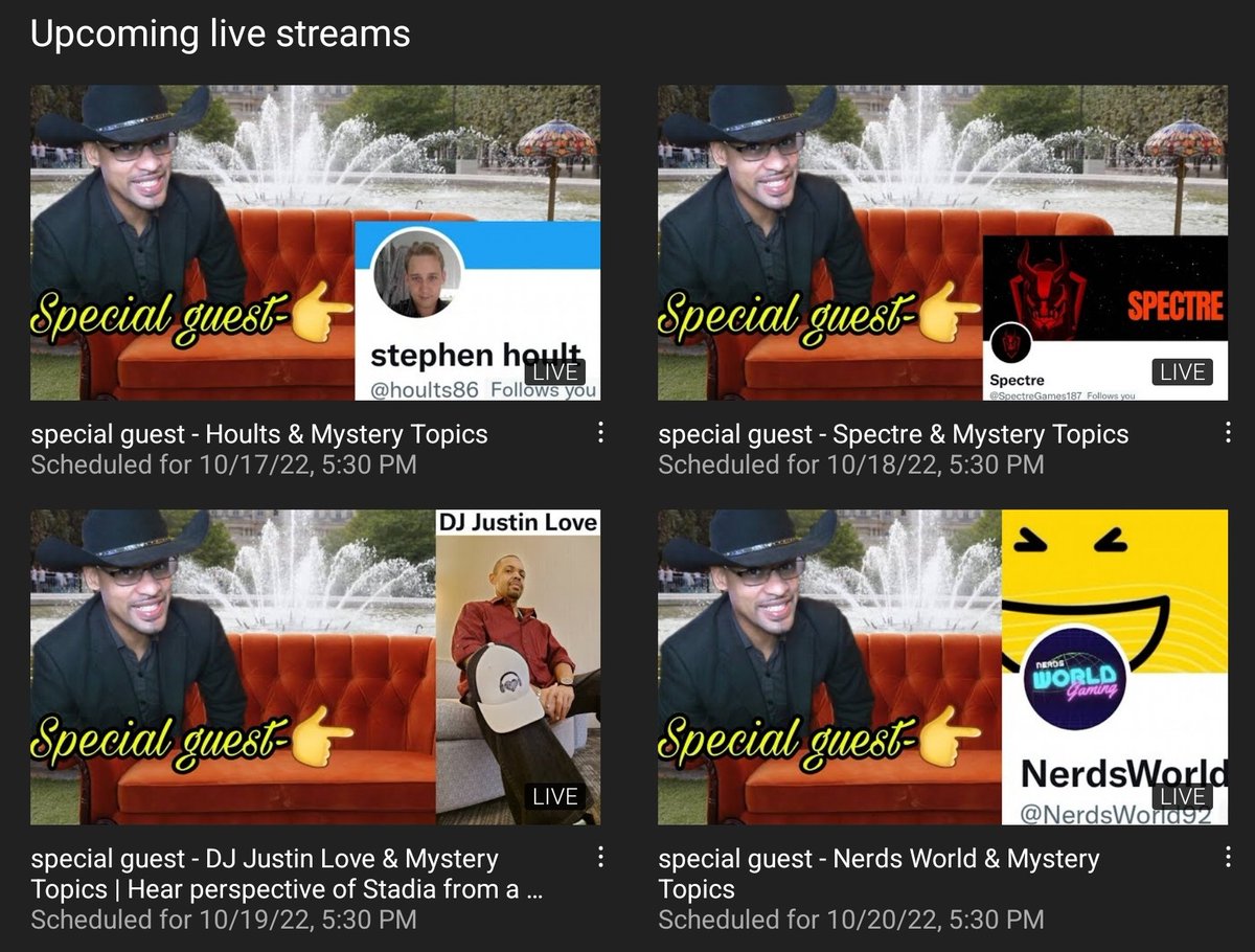 andnowyour's tweet photo. This coming week is going to be nothing less than EPIC with the guest I have lined up!
Monday @hoults86
Tuesday @SpectreGames187
Wednesday @DJJustinLove1
Thursday @NerdsWorld92
https://t.co/yV6J9KKmR6
So make sure you check out the channel and inbox on to be a guest. https://t.co/4poaqpl4KM