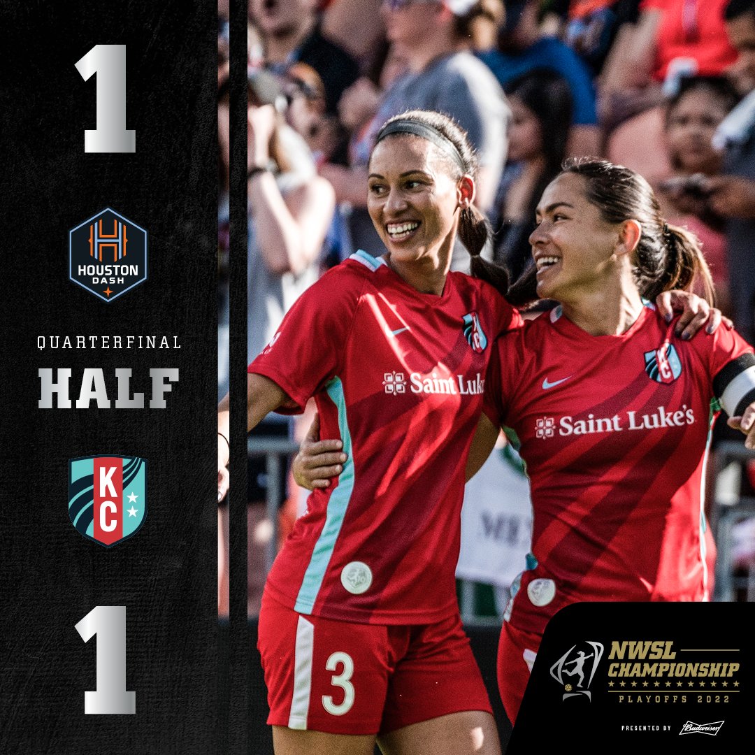 NWSL's tweet photo. Well THAT was a fun half 🤩 all even after the first 45!

#HOUvKC | @DeloitteUS https://t.co/3bPgunANJG