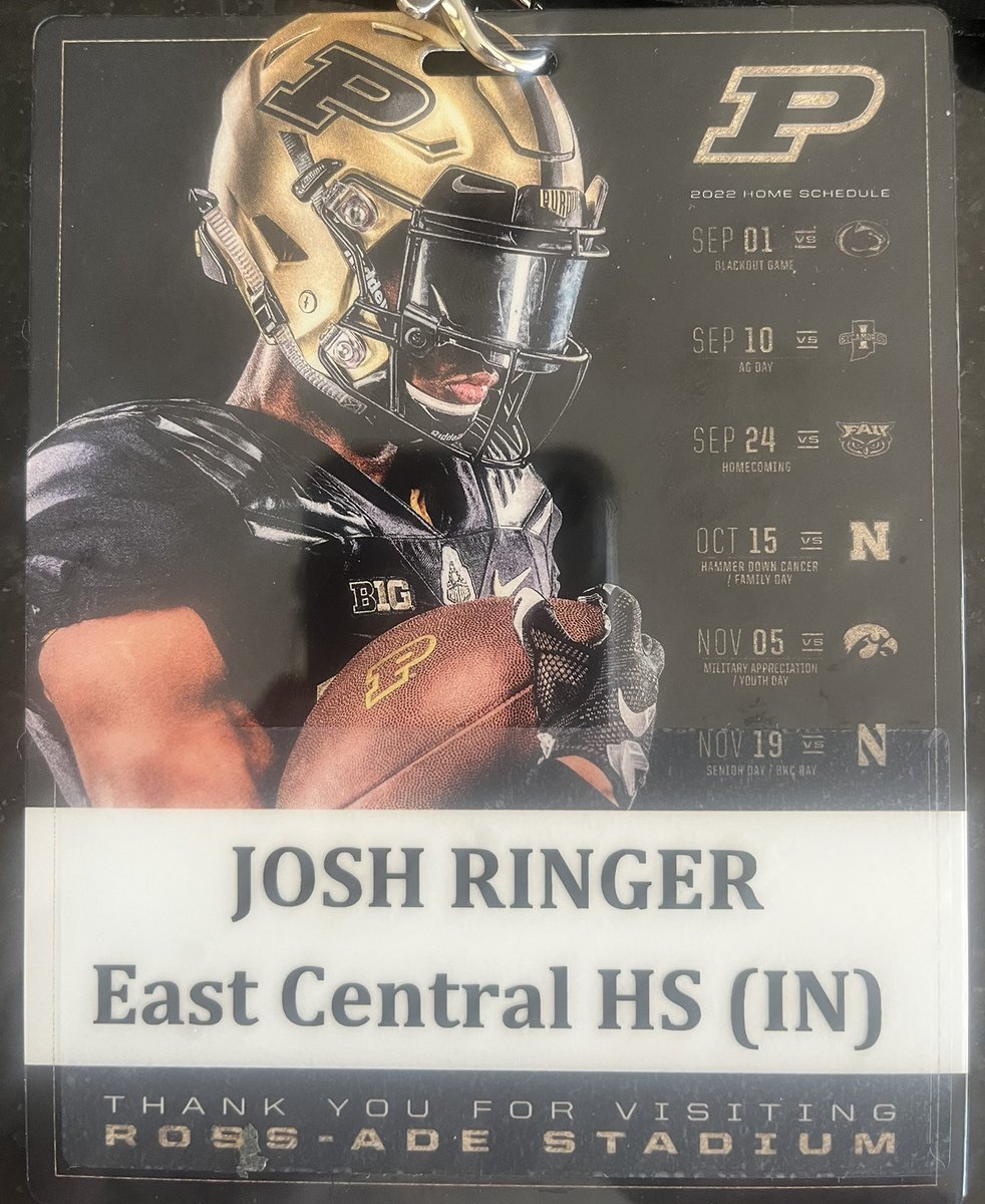 JoshRinger5's tweet photo. Thank you for the invite to visit Purdue for a fun game day. Great to see @EastCentralFB alum @Alex_12Maxwell out there. Congrats @BoilerFootball on the W.#BoilerUp @TMossbrucker @CoachNatePurdue @coachdavidelson @MickWalker247 @JeffBrohm @AllenTrieu @IndianaPreps @Bryan_Ault https://t.co/YBakxqfy5P