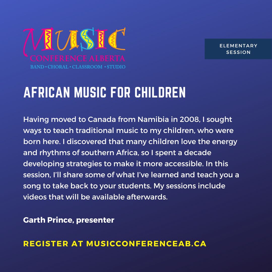 Garth Prince will teach you "Southern African Drumming for Children" and "African Music for Children" at #mca22!​​​​​​​​​​​​​​​​​​Swipe to learn more about these two #elementarymusic sessions.

Register by tomorrow to take advantage of Advanced Pricing! Link in bio. 

#abeducatio