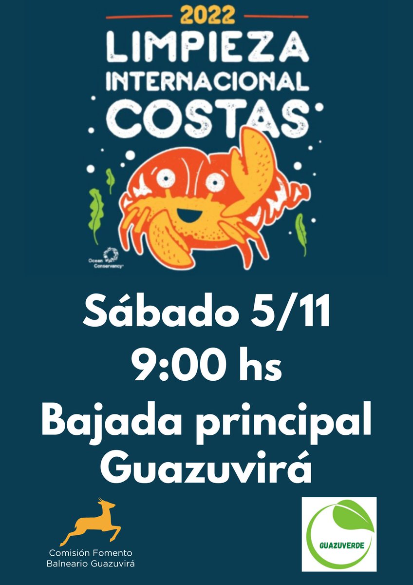 Por quinto año consecutivo #Guazuvira presente en jornada de #LimpiezaDeCostas junto a miles de voluntarios. ¡Sumate!  <a href="/MAmbienteuy/">Ministerio de Ambiente</a>  <a href="/IdCanelones/">Gobierno de Canelones</a>