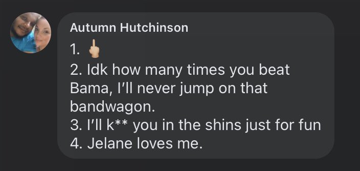 AutumnsGlamLife's tweet photo. I’m seriously done with @facebook.  This is my SECOND 30 day #restriction for #communitystandards. I posted this on a cousin and friend’s post about her @Vol_Football win. All four times I’ve been jailed it’s been for them completely misunderstanding. #imdone #RollTide #Facebook https://t.co/WX6IoLxBTG