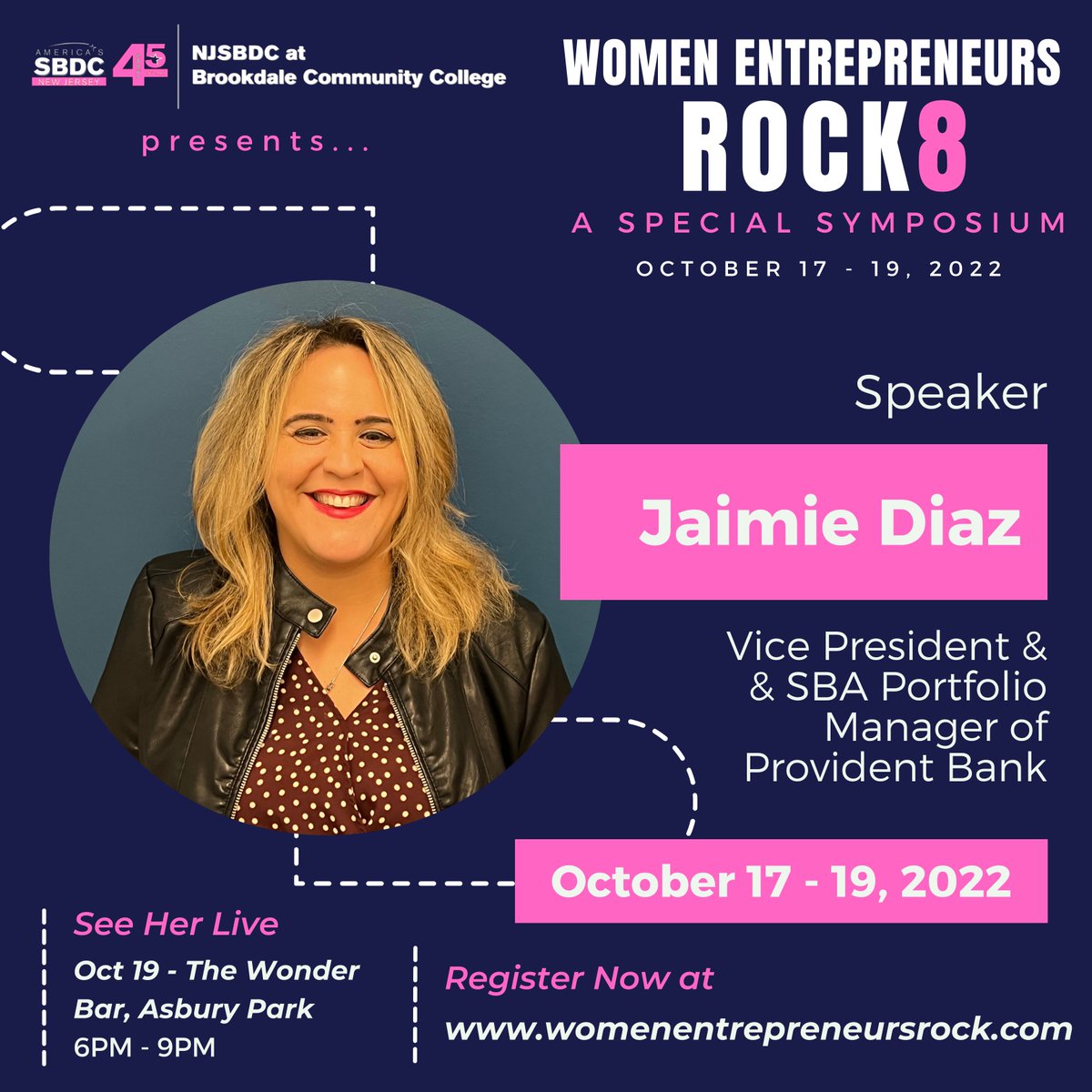 Are you a female entrepreneur looking to fund your own business? Not sure how? Then you need to come to #WER8 this week!

See VP of <a href="/ProvidentBank/">Provident Bank</a>
Jaimie Diaz speak and get all of your burning questions about small biz answered! #NJ 

Get your ticket now! ce.brookdalecc.edu/search/publicC…