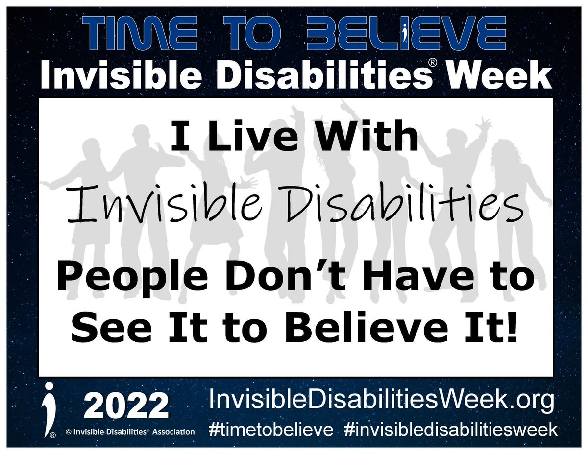 #TimeToBelieve #InvisibleDisabilityWeek
I live with this daily 💙💜