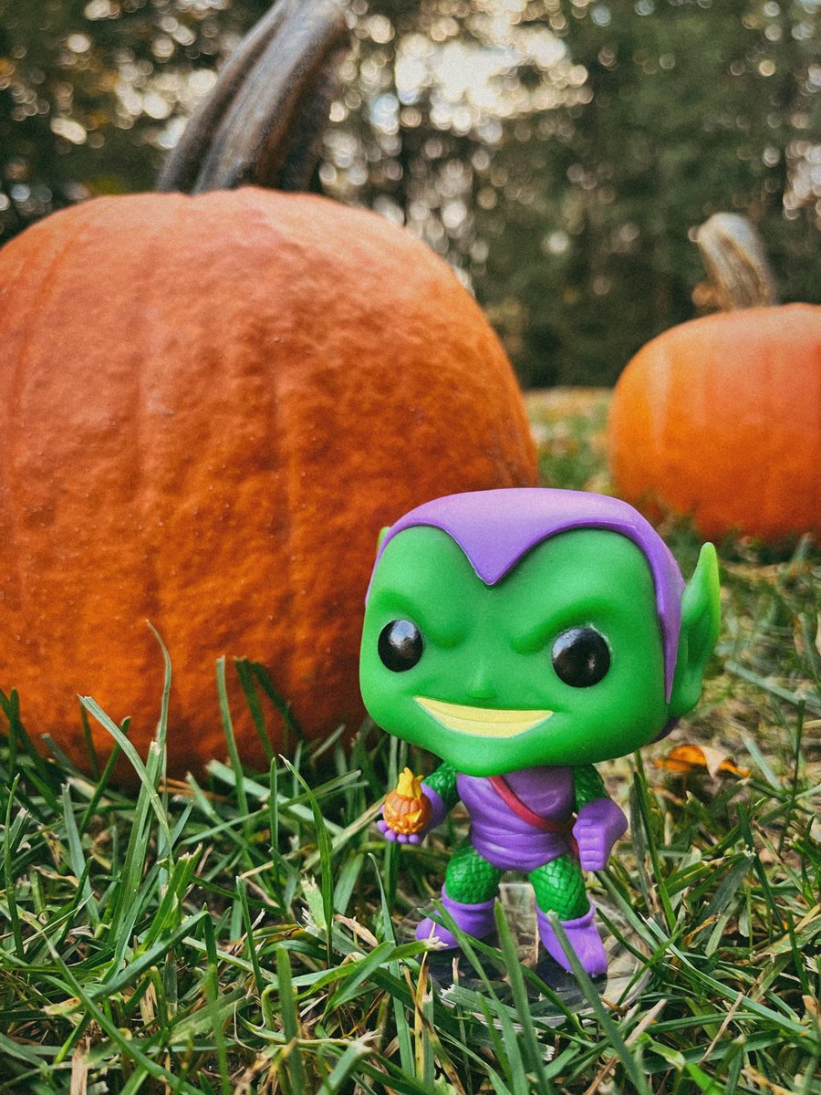 funk_az's tweet photo. Causing chaos for today’s #funkophotoadaychallenge : Pumpkin Patch! Green Goblin is gathering some new weaponry for his next battle against Spider-Man 🎃

📸 Marvel: Green Goblin
@OriginalFunko 

#marvel #spiderman #pumpkin #fall #halloween #jackolantern #field #greengoblin #mcu https://t.co/0kGfMANJNU