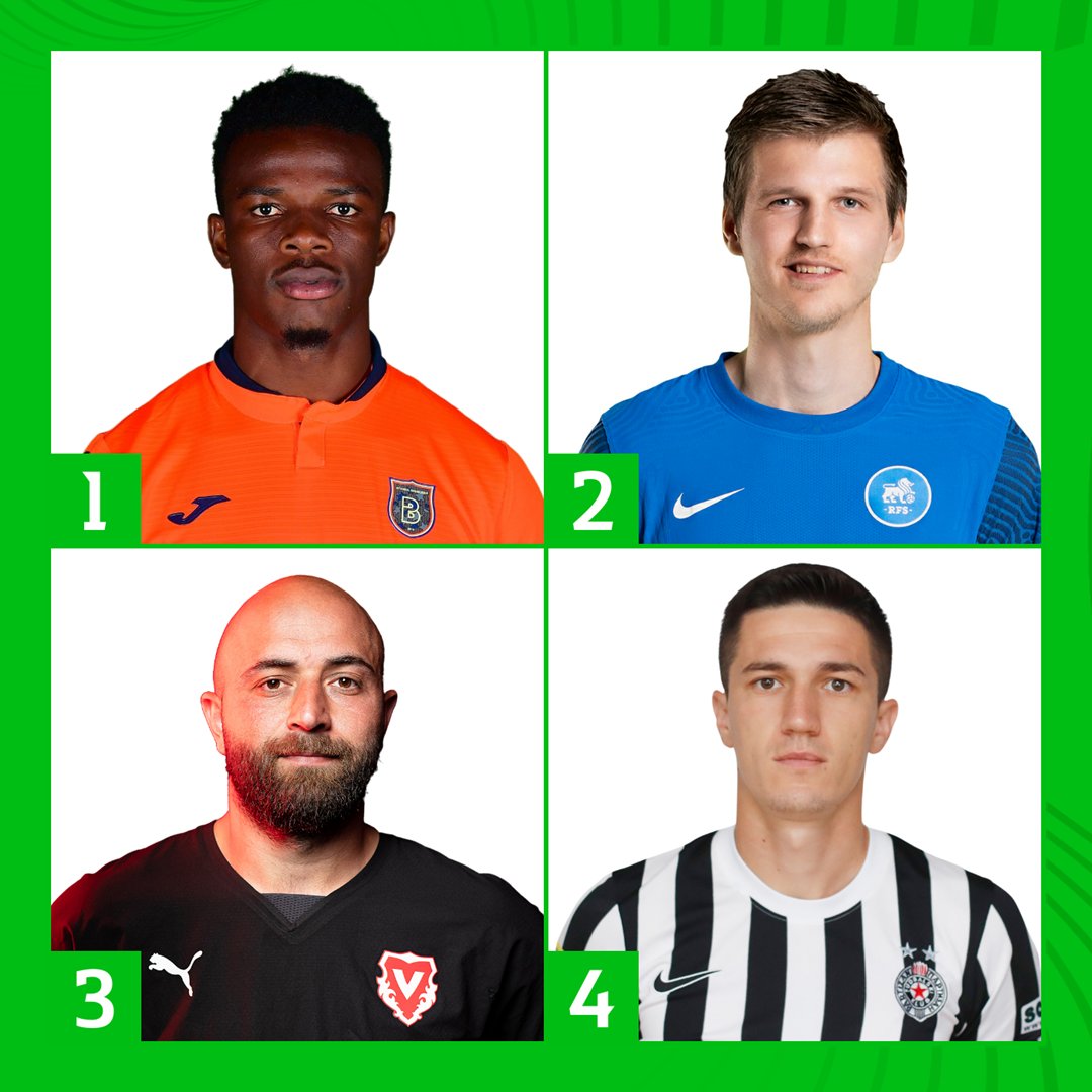 Conf_League's tweet photo. 🔝 Who impressed most this weekend? 

1️⃣ Youssouf Ndayishimiye ⚽️⚽️
2️⃣ Elvis Stuglis ⚽️⚽️⚽️
3️⃣ Tunahan Cicek ⚽️⚽️
4️⃣ Slobodan Urošević ⚽️🅰️

#UECL https://t.co/AEof9coHNI