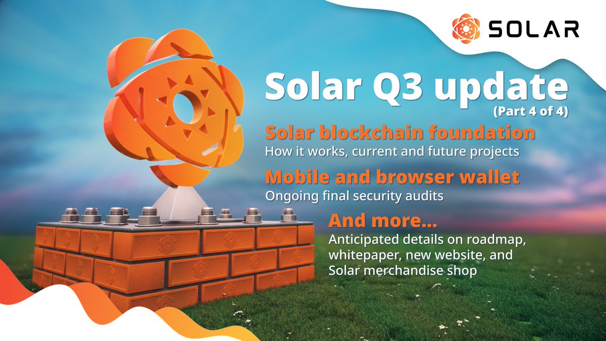 New Solar (Q3) Update! (Part 4)

Read the 4th part of the Solar (Q3) Update.
Follow us on Medium and click on the link below to read the update!

blog.solar.org/solar-q3-updat…