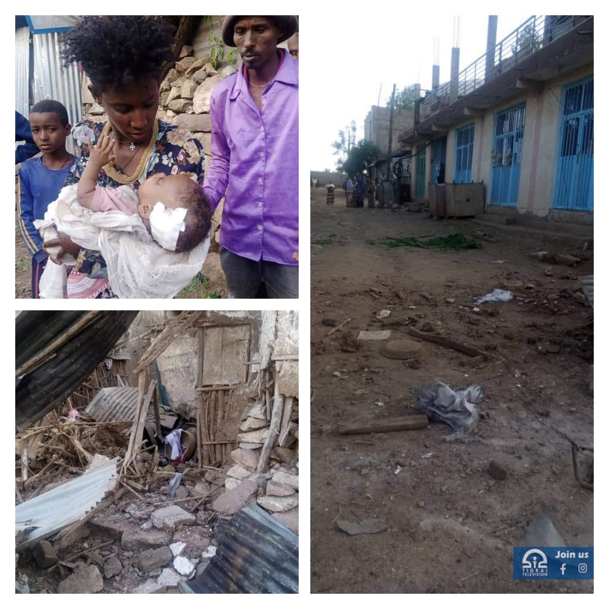 Axumawi76's tweet photo. Eritrean &amp; Ethiopian forces conducted another airsrike on Shire #Tigray among the casualties an infant while civilians homes were completely destroyed.
#TigrayGenocide #TigrayIsBleeding #TigrayIsUnderAttack @hrw @BBCBreaking @IntlCrimCourt @StateDept @EUCounci https://t.co/pwCWSAlXBq