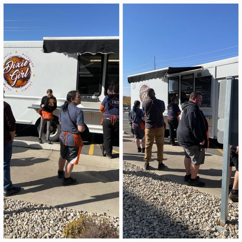 K3 enjoying some deliciousness!! 
Dixie Girl food truck!!! 😋