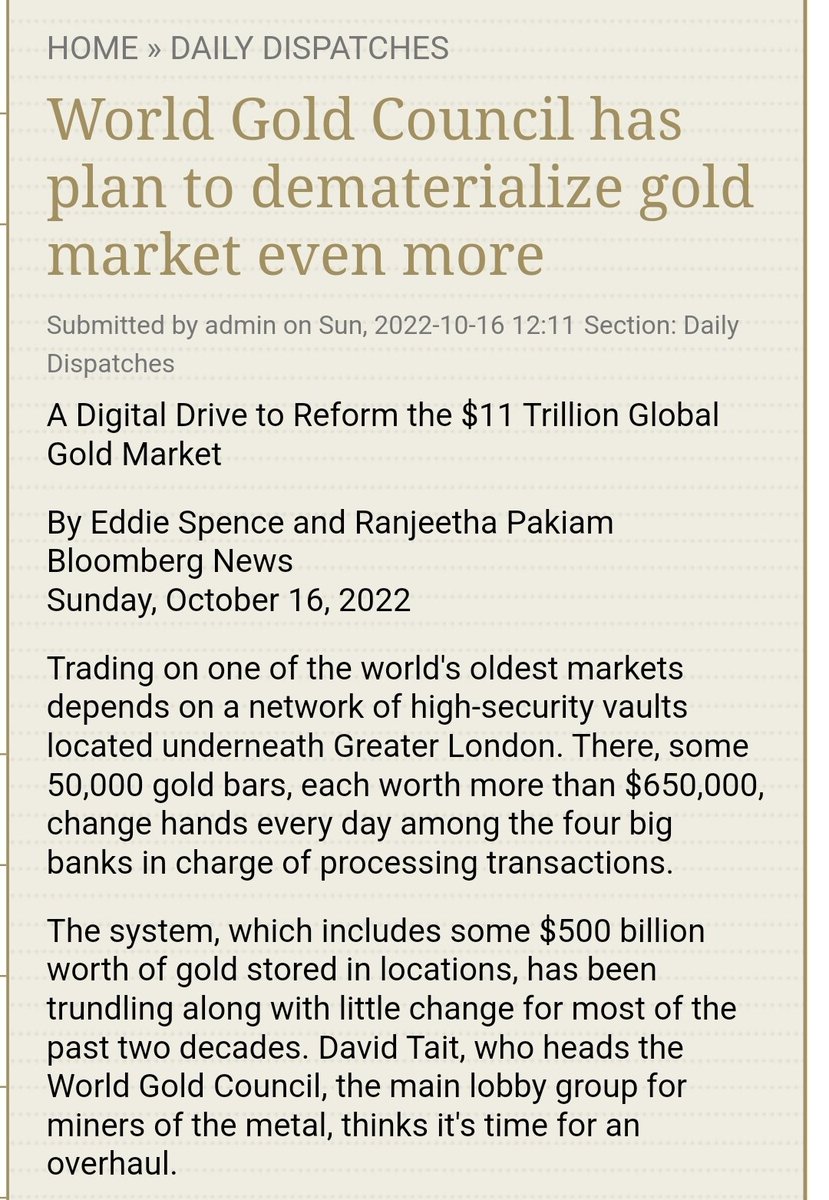 cryptomancc's tweet photo. 1/ 🚨ข่าว David Tait ผู้นำ World Gold Council หนุนข้อเสนอการปฏิรูปครั้งนี้ ที่จะหารือกันวันที่ 16 Oct มาในชื่อ GOLD 247 ที่จะพยายามปูทางการเสนอผูกทองคำแทบทุกแท่งในโลกกับ digital token ผ่านบล๊อคเชน และ trade ได้ตลอด 24/7 แถมกล่าวว่าหลังจาก financial crisis ต่างๆที่เราได้ประสบมา https://t.co/yyhk5SYsMr