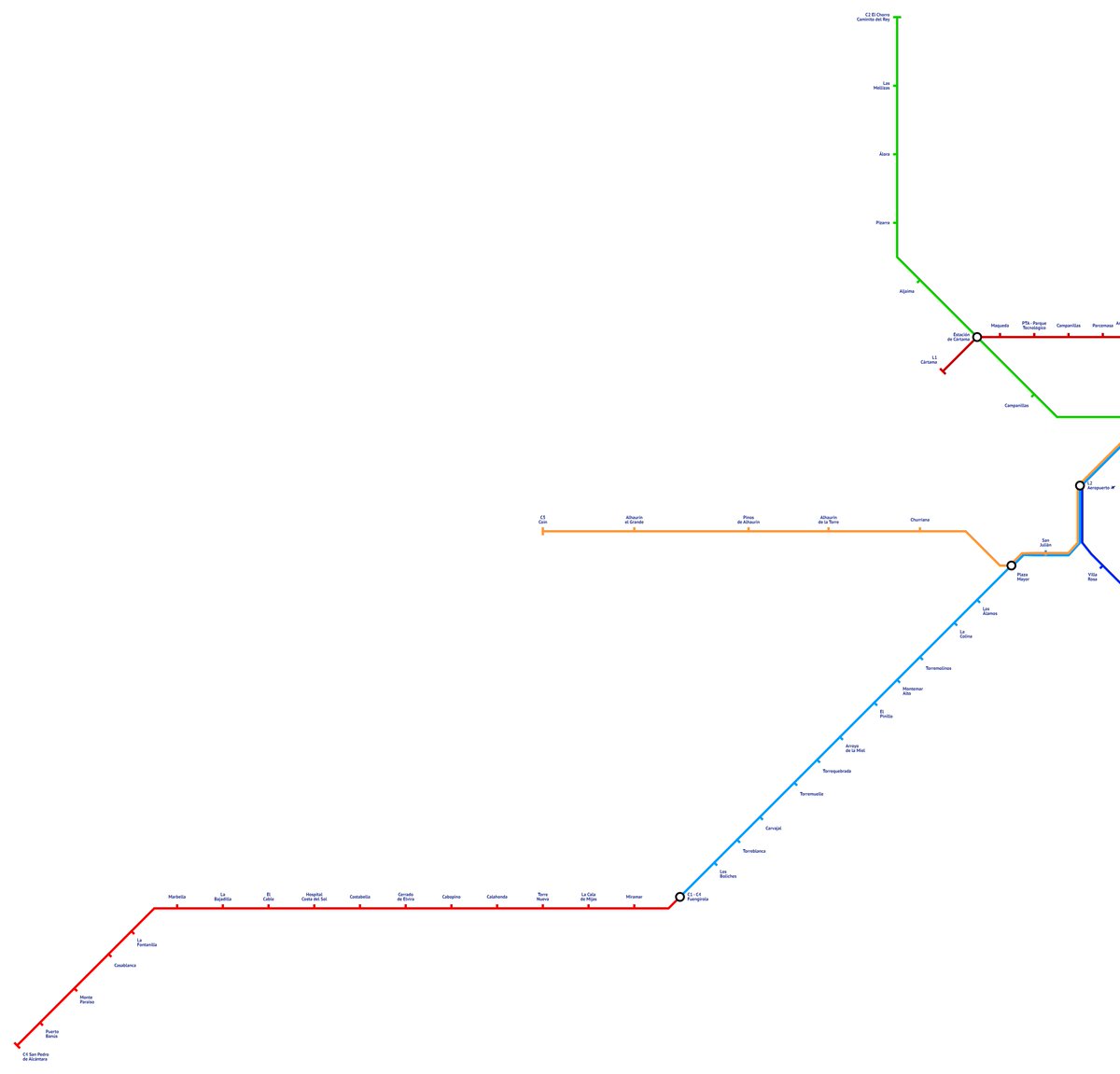 Javiegea96's tweet photo. Ida de olla o algo que Málaga como cualquier otra ciudad necesita?
Os dejo mi idea de red de Tren de Cercanías y Metro que Málaga podría tener.
Bajo mi punto de vista es posible hacerlo, no es tan descabellado y mejoraría infinitamente la movilidad en Málaga.
Falta pasta y ganas. https://t.co/VNVleskfNg