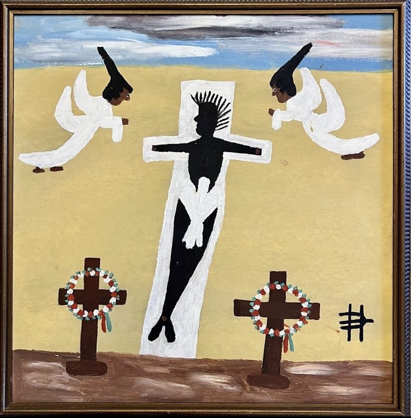 CLEMENTINE HUNTER Crucifixion, Black Jesus (1970's) // Oil on board via #LouisianaArt 

#Art #Painting #FolkArt #SelfTaughtArt #OutsiderArt #ClementineHunter #FolkArtwork